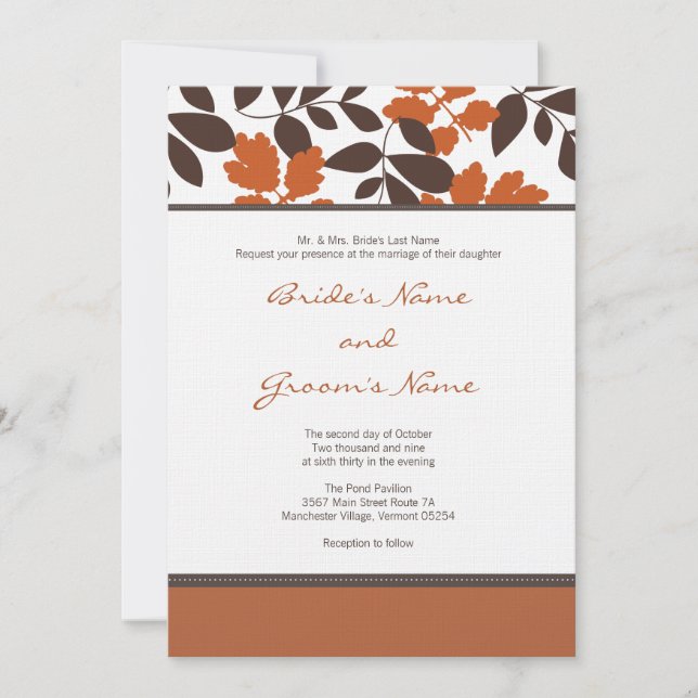 Custom Fall Wedding Invitation (Front)