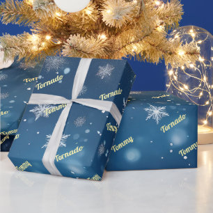 Custom Falling Snow Flake Personalised Wrapping Paper