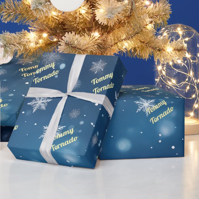 Custom Falling Snow Flake Personalised Wrapping Paper (Holidays)
