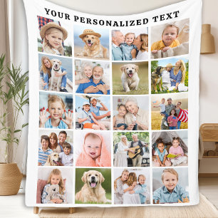 Custom Family 20 Photos Collage Trendy Birthday Fleece Blanket