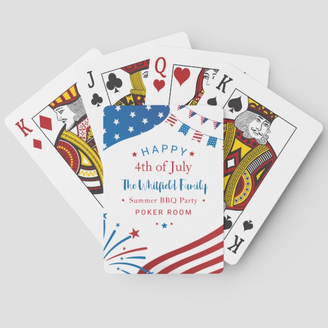 Custom Family 4th of July Party Games Room Playing Cards (Back)