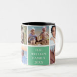 Custom Family 6 Photo Collage Seaform Green Two-Tone Coffee Mug<br><div class="desc">Personalized Custom Family 6 Photo Collage Seaform Green Coffee Mug.</div>