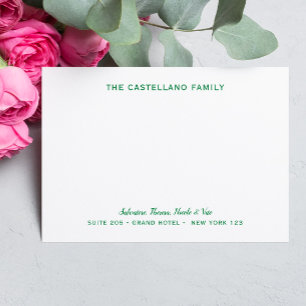 Custom Family Address Cursive Names Leaf Green Card