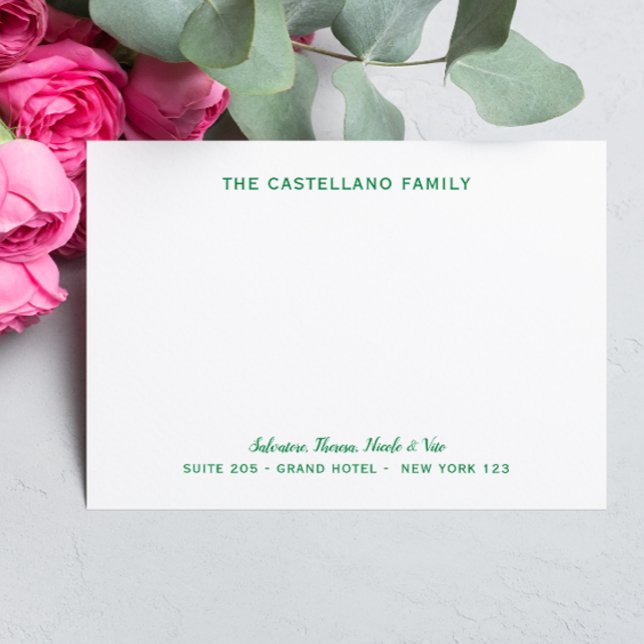 Custom Family Address Cursive Names Leaf Green Card (Creator Uploaded)
