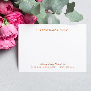 Custom Family Address Cursive Names ORANGE Card