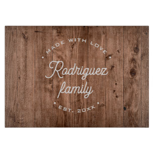 Custom Family and est. year faux wood Cutting Board
