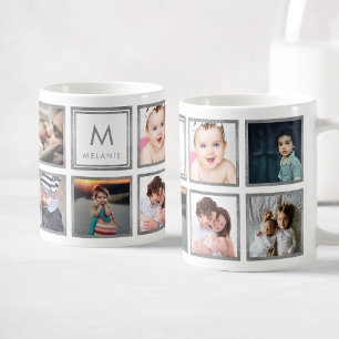 Custom Family Baby Photo Collage Monogram Coffee Mug