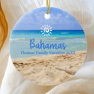 Custom Family Bahamas Vacation Christmas Ceramic Ornament