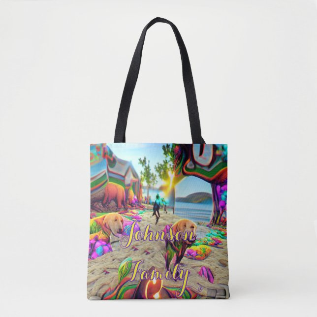Custom Family Beach Tote Bag Labrador Retriever (Front)