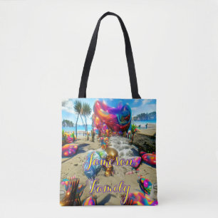 Custom Family Beach Tote Bag with Sand Welcome