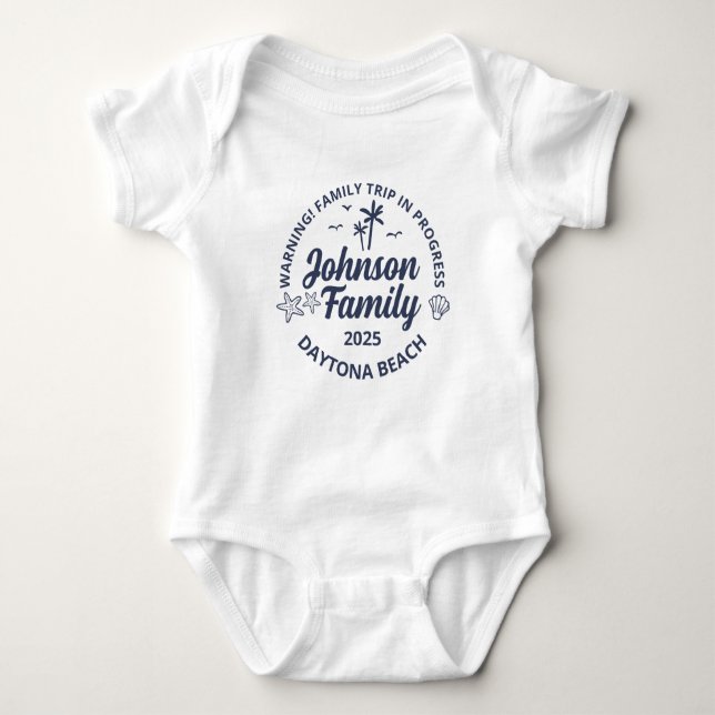 Custom Family Beach Vacation Group Matching Baby Bodysuit (Front)