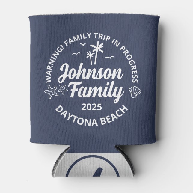 Custom Family Beach Vacation Group Matching Can Cooler (Front)