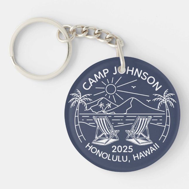 Custom Family Beach Vacation Group Matching Key Ring (Front)