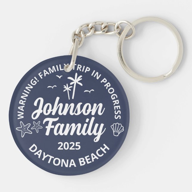 Custom Family Beach Vacation Group Matching Key Ring (Back)