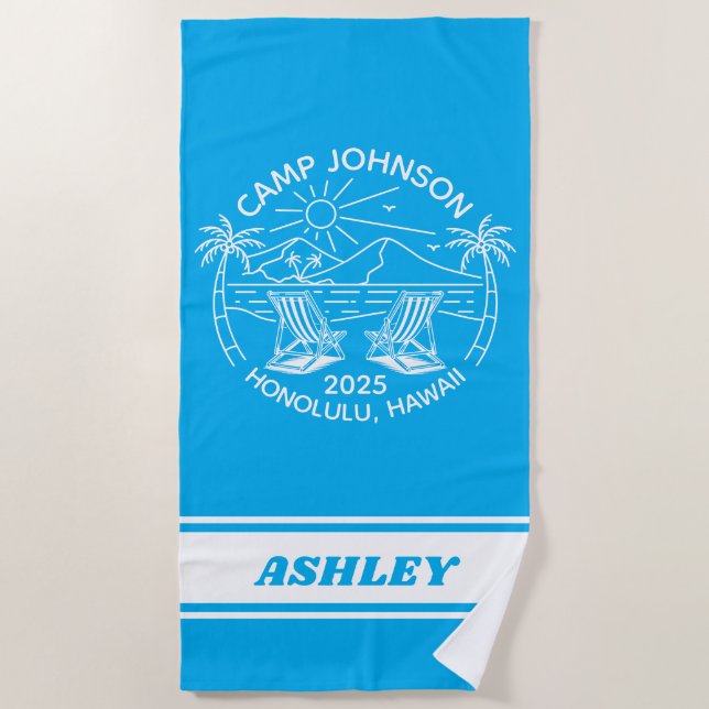 Custom Family Beach Vacation Group Matching Towel (Front)