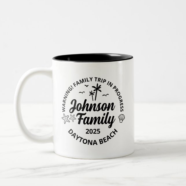 Custom Family Beach Vacation Group Matching Two-Tone Coffee Mug (Left)