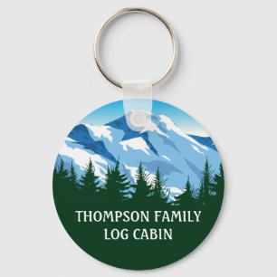 Custom Family Cabin Blue Mountain Forest Nature Key Ring