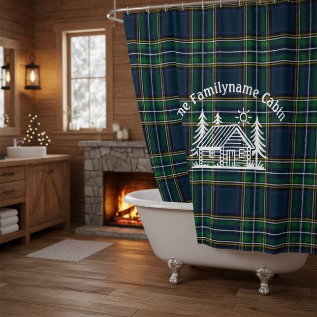 Custom Family Cabin Tartan Plaid Shower Curtain (Creator Uploaded)