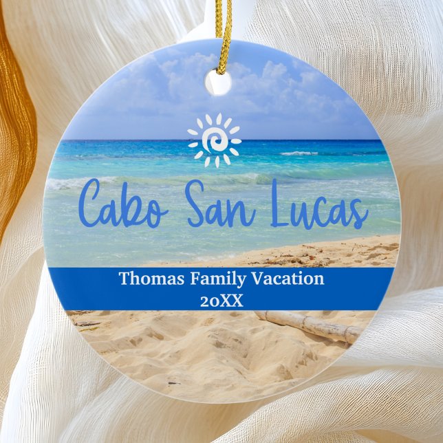 Custom Family Cabo San Lucas Vacation Christmas Ceramic Ornament (Creator Uploaded)