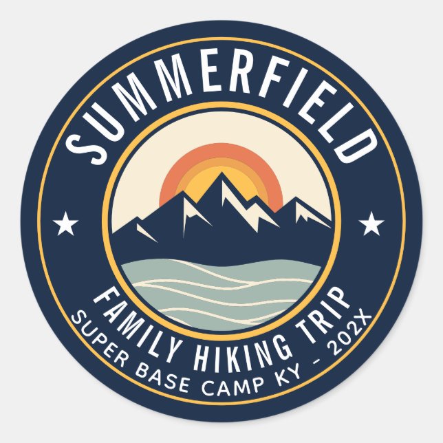 Custom Family Camping Retro Swag Classic Round Sticker (Front)
