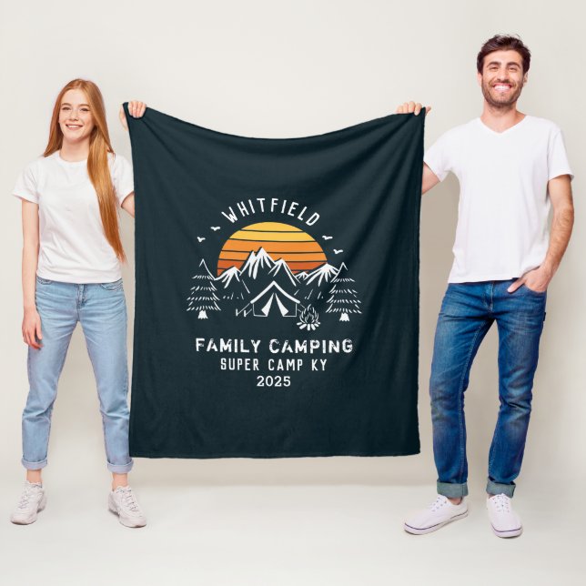 Custom Family Camping Vacation Matching Fleece Blanket (In Situ)