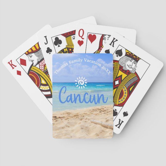 Custom Family Cancun Vacation Souvenir Playing Cards (Back)