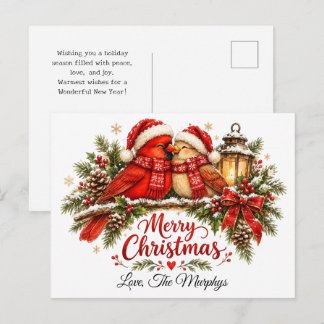 Custom Family Christmas Cardinals Holiday Envelope Postcard