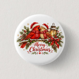 Custom Family Christmas Cardinals Winter Favour 3 Cm Round Badge