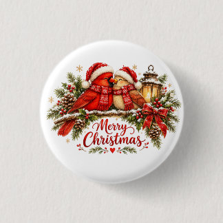 Custom Family Christmas Cardinals Winter Favour 3 Cm Round Badge