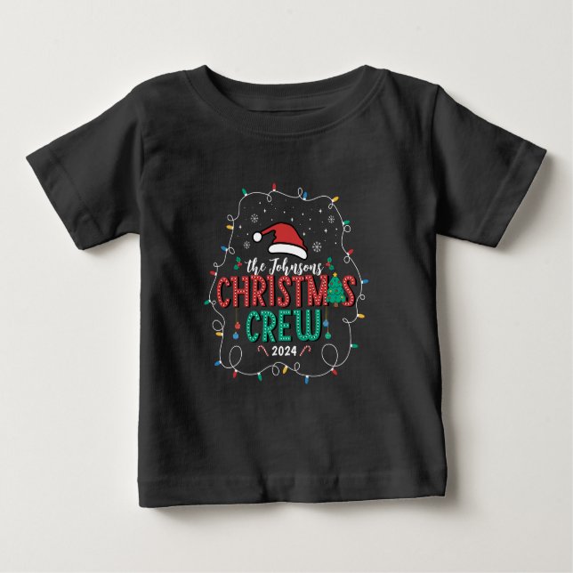 Custom Family Christmas Crew Group Matching Name Baby T-Shirt (Front)