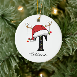 Custom Family Christmas Monogram Ornament for Her