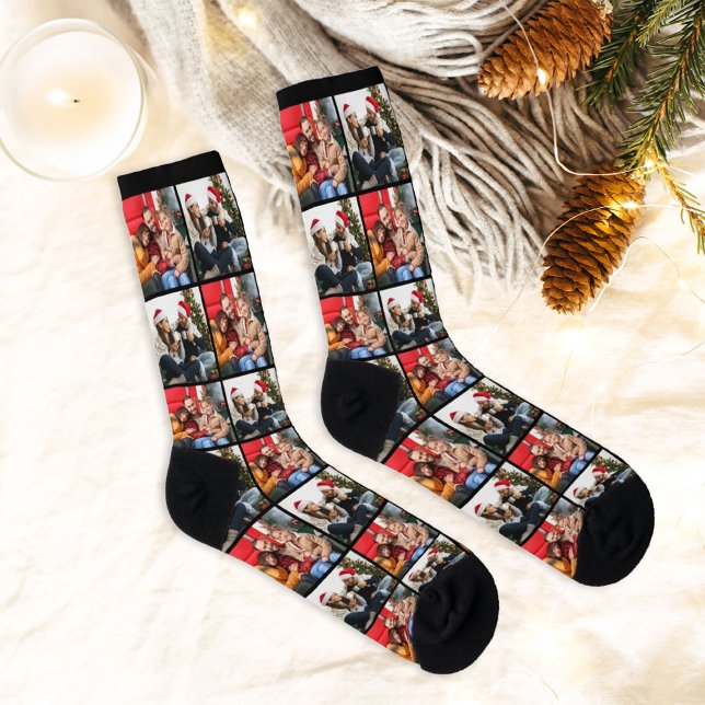 Custom Family Christmas Photo Collage Picture Socks (Creator Uploaded)