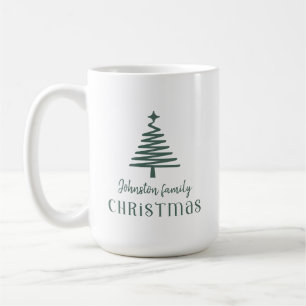 Custom family Christmas tree simple green Coffee Mug