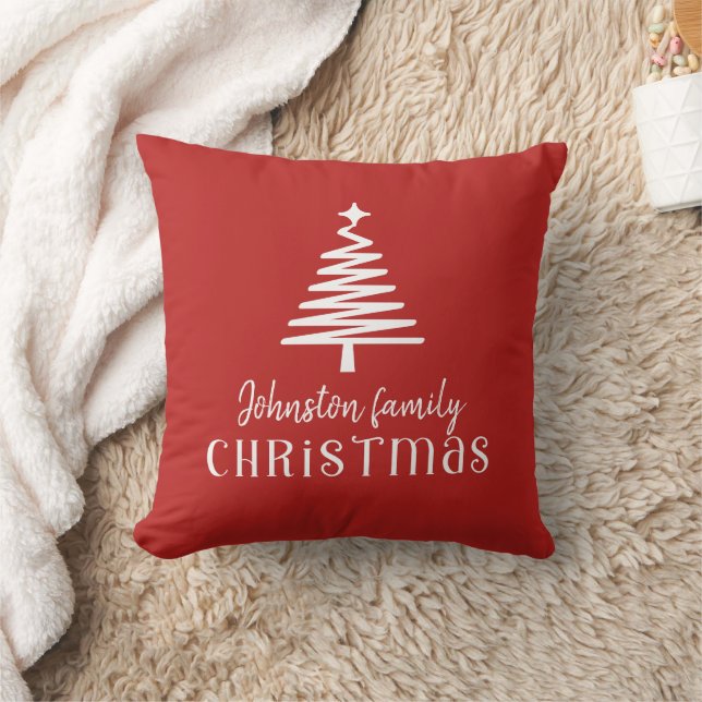 Custom family Christmas tree simple red  Cushion (Blanket)