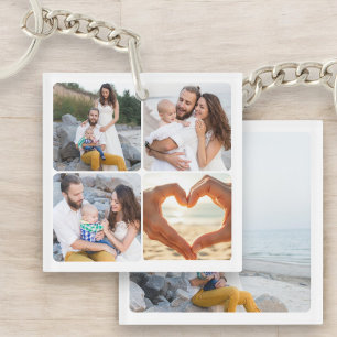 Custom Family Collage Five Photo Personalised Key Ring