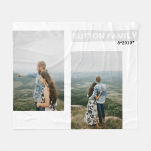 Custom Family Collage Photo Album Monogram Fleece Blanket