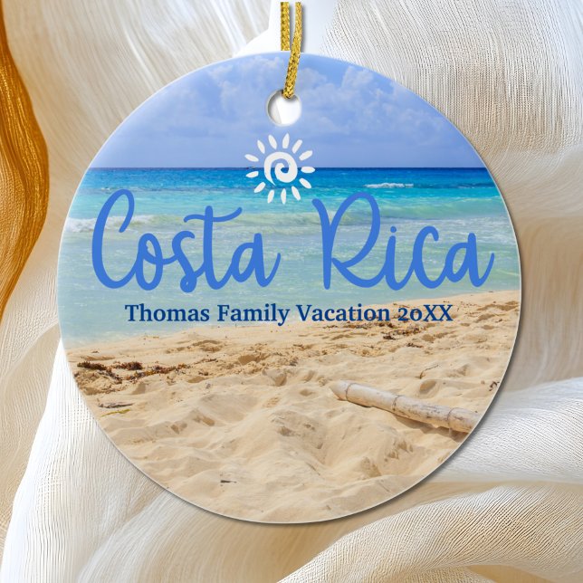 Custom Family Costa Rica Vacation Christmas Ceramic Ornament (Creator Uploaded)