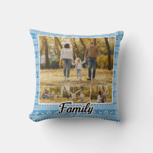 Custom Family Cosy Sweater Christmas Reindeer Snow Cushion