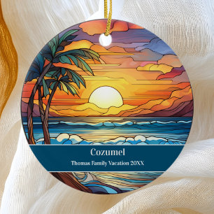 Custom Family Cozumel Beach Vacation Ceramic Ornament