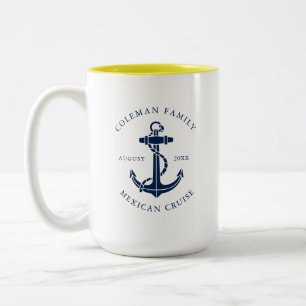 Custom Family Cruise Ship Anchor Nautical Two-Tone Coffee Mug