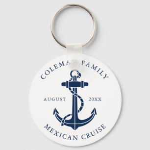 Custom Family Cruise Ship Nautical Anchor Modern Key Ring
