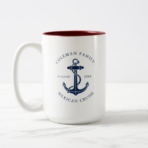 Custom Family Cruise Ship Nautical Anchor Two-Tone Coffee Mug