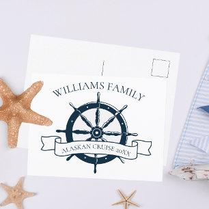 Custom Family Cruise Ship Nautical Vacation Island Postcard