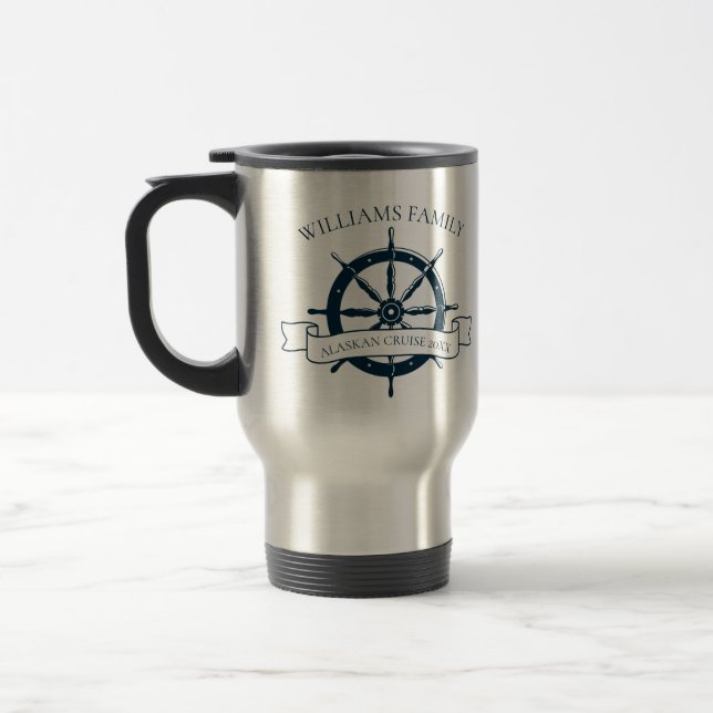 Custom Family Cruise Ship Nautical Vacation Island Travel Mug (Left)
