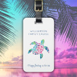 Custom Family Cruise Vacation Cute Sea Turtle Luggage Tag<br><div class="desc">Get ready for your next tropical getaway or ocean adventure with this cute and modern personalised luggage tag! Perfect for a cruise ship vacation, this luggage tag can be customised with your family name. Featuring navy blue typography and a colourful pink, blue, and green sea turtle design, it adds a...</div>