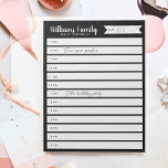 Custom Family Daily Planner or Homeschool Schedule Notepad<br><div class="desc">Keep track of your family's daily schedule or homeschool schedule with this daily notepad organised by the hour. Personalise with your family name at the top.</div>