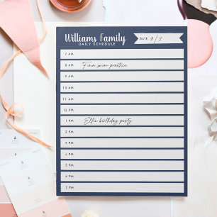 Custom Family Daily Planner or Homeschool Schedule Notepad