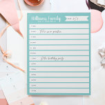 Custom Family Daily Planner or Homeschool Schedule Notepad<br><div class="desc">Keep track of your family's daily schedule or homeschool schedule with this daily notepad organised by the hour. Personalise with your family name at the top.</div>