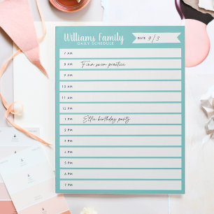 Custom Family Daily Planner or Homeschool Schedule Notepad