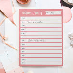 Custom Family Daily Planner or Homeschool Schedule Notepad<br><div class="desc">Keep track of your family's daily schedule or homeschool schedule with this daily notepad organized by the hour. Personalize with your family name at the top.</div>